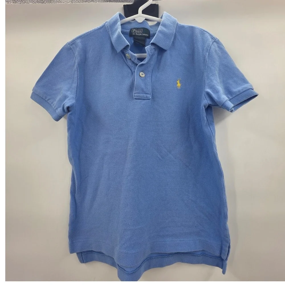 VINTAGE 90S POLO RALPH LAUREN YOUTH SIZE 6 SMALL BLUE YELLOW PONY SHIRT POLO